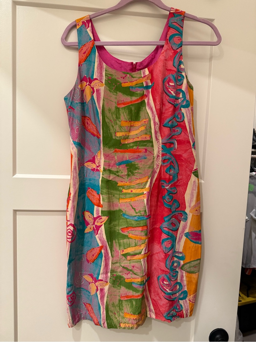 Rabbit Rabbit Rabbit Bright Multicolor Tank Shift Dress - Pink, Green, Teal